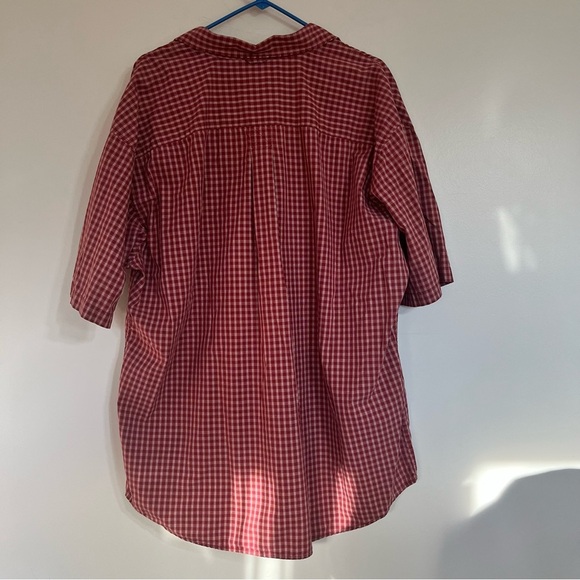 Men’s Timberland Weathergear Short Sleeve Red White Plaid Button Down Shirt XL - Picture 8 of 8